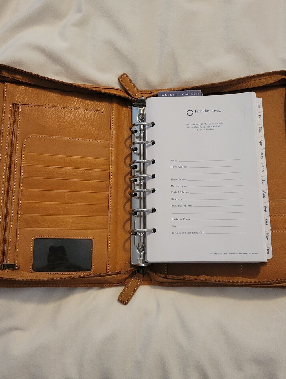 Vintage Franklin Covey Genuine Leather Zippered Day Planner - Picture 3 of 13